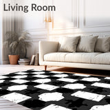 Rustic Checkered Design Featuring Interlocking Black and Blocks(Black)
