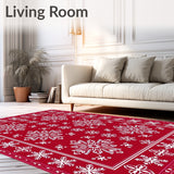 Festive Snowflake Winter Holiday Wonderland Decorative Floor(Red)