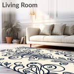 Elegant Floral Damask Symmetrical Jacquard Distressed (Ivory) - ODIKA