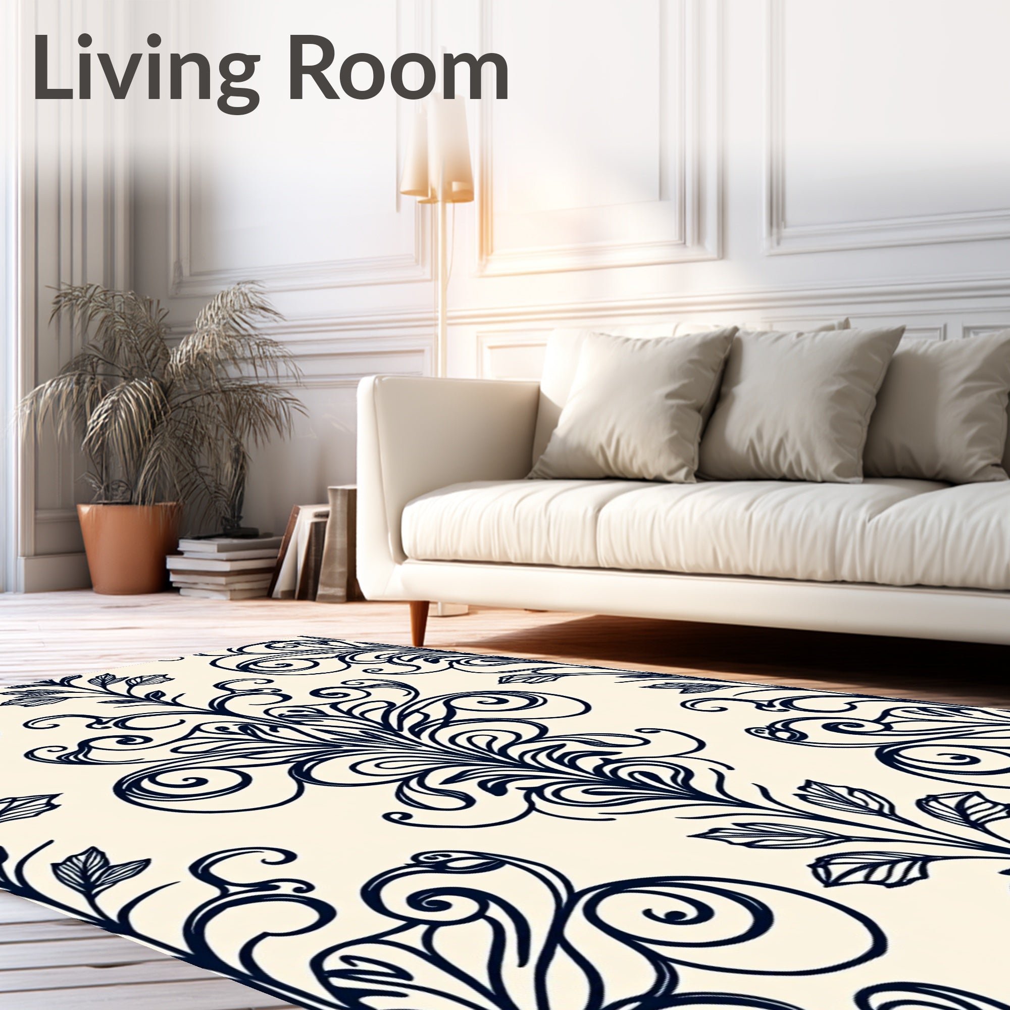 Elegant Floral Damask Symmetrical Jacquard Distressed (Ivory) - ODIKA