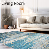 Elegant Micro Loop Area with Speckled Blue and Beige(Blue)