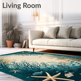 Coastal Starfish Beige Dark Turquoise Ocean Life Accent(Blue)