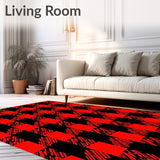 Rustic Buffalo Featuring Large Interlocking Squares(Red)