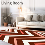 Burnt Sienna Chevron Striped Hallway(Brown)