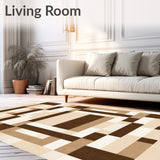 Contour Chequered Area Modern Brown Beige Palette(Beige)