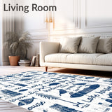 Lake Rules Entry Rug Funny Lake Saying Porch Carpet(Blue)