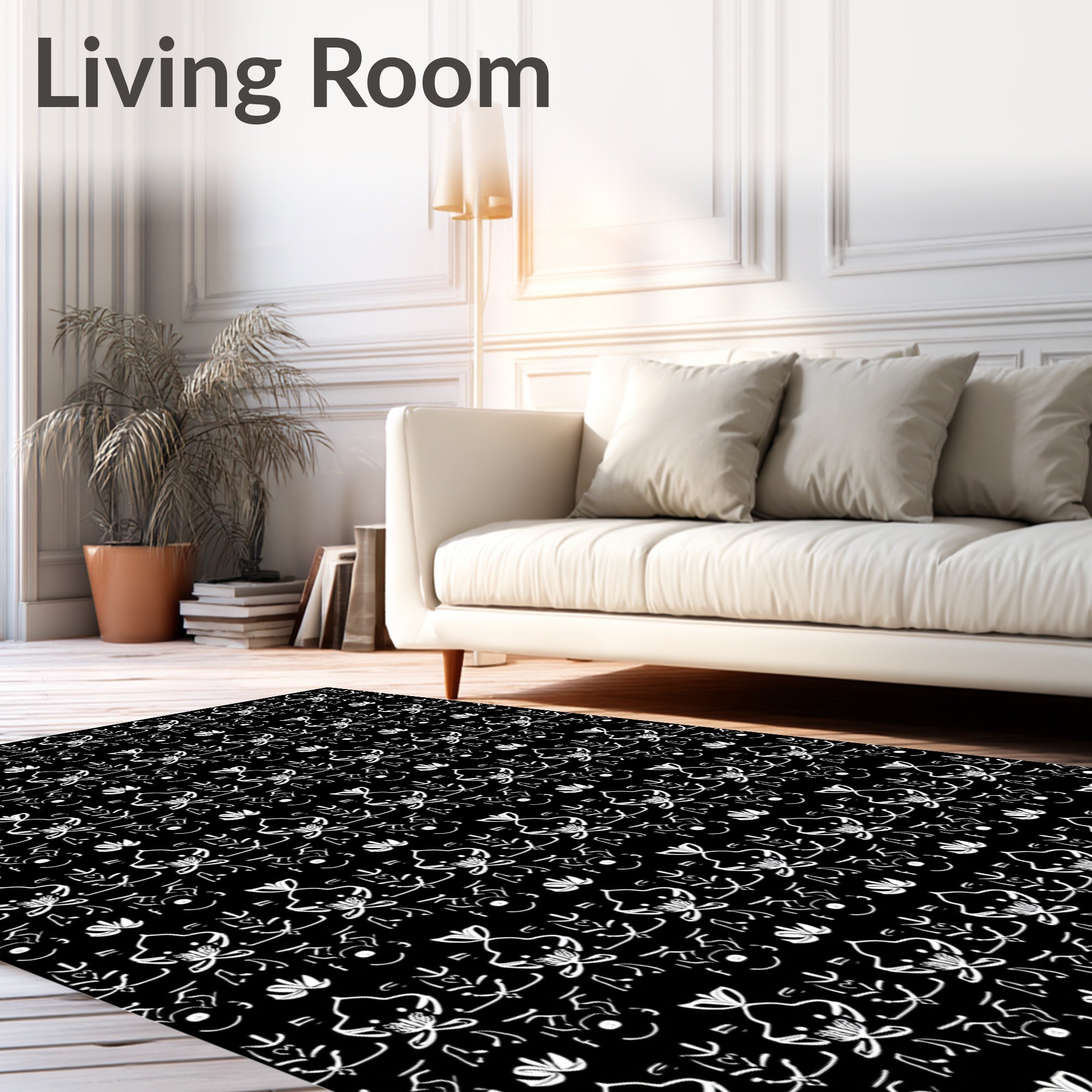 Nocturne Blossom Interlocking Floral Motif with Subtle Metallic Traces(Black) - ODIKA