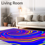 Swirled Tie Dye Spiral Shag with Vibrant Design (Blue) - ODIKA