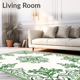 Paisley Swirl Damask with Ornamental Scrollwork Accents (Green)