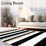 Striped Area Black and Beige Waterproof Patio(Beige)