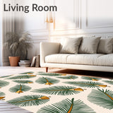 Pine Branch Doormat with Golden Bell Ornament Accents(Ivory)