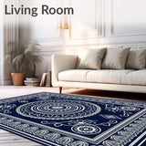 Celestial Mosaic Medallion with Ornate Filigree Motifs(Blue)