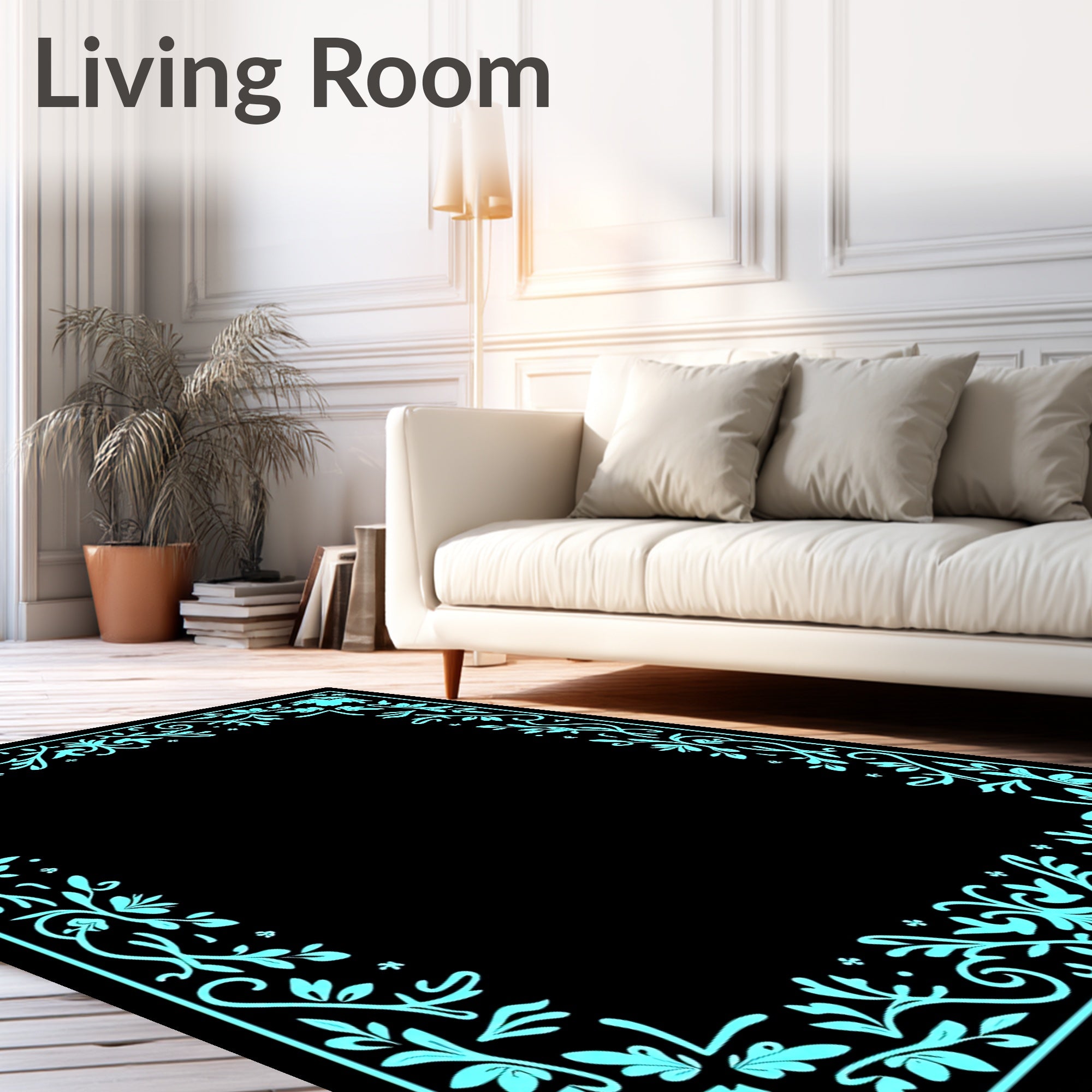 Botanical Border with Stylized Floral Vine Accents (Black) - ODIKA