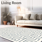 Modern Maze Motif with Subtle Contrast Borders and Minimalist (White) - ODIKA