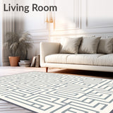 Modern Maze Motif with Subtle Contrast Borders and Minimalist (White) - ODIKA