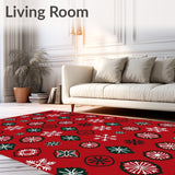 Festive Snowflake Wonderland Decorative Holiday Floor Covering(Red)