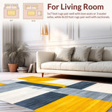 Artistic Washable Rug Gray and Sunshine Yellow Color Block Design(Yellow)
