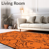 Autumn Harvest Moon Half Circle Spooky Season Pumpkin Motifs(Orange)