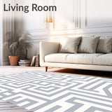 Modern Interlocking Checkered Maze Abstract Accent(Gray)