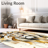 Lion Strength Beige Abstract Area Positive Quotes Wild Animal Decor(White)