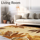 Island Breeze Weatherproof Area Rug With Decorative Botanical Pattern(Beige)