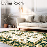 Elegant Floral Area with Green and Gold Accents for Classic Decor(Green)