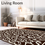 Luxurious Blossom Trellis Harmonious Intertwined Leaf Composition (Brown)