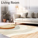 Elegant Abstract Swirl Lines Area with Warm Beige and Brown Tones(Beige)