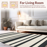Ultra Soft Area Rug, Non Slip, Stain Resistant, Washable Area Rugs for Living Room, Bedroom, Modern Berber Stripe(Beige)