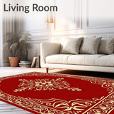 Holiday Damask with Traditional Festive Scrollwork Design(Red)