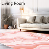 Abstract Blush Cloudscape with Dreamy Gradient Waves Floor Covering(Pink)