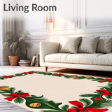 Pine Branch Design with Festive Ribbon Bow Accents Floor Covering(Green)