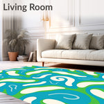Interlocking Wave Motif with Abstract Coral Accents (Blue) - ODIKA