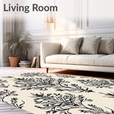 Chic Art Nouveau Floral Arrangement With Flowing Lines And Foliage (Ivory)