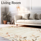 Chic Vintage Area with Faded Botanical Print(Beige)