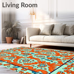 Artisan Petal Mosaic with Stylized Botanic Medallions (Orange) - ODIKA