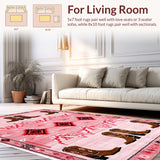 Ultra Soft Area Rug, Non Slip, Stain Resistant, Washable Area Rugs for Living Room, Bedroom, Soft Absorbent Pink Bedroom Accent Mat(Pink)