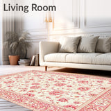 Desert Bloom Floral Motif Beige and Dusty Rose Accents(Ivory)
