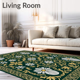 Ornate Winter Floral Design Featuring Gold Embellishments And Frosting(Green)