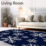 Snowflake Cascade Doormat Featuring Intricate Winter Crystal Motifs(Blue)