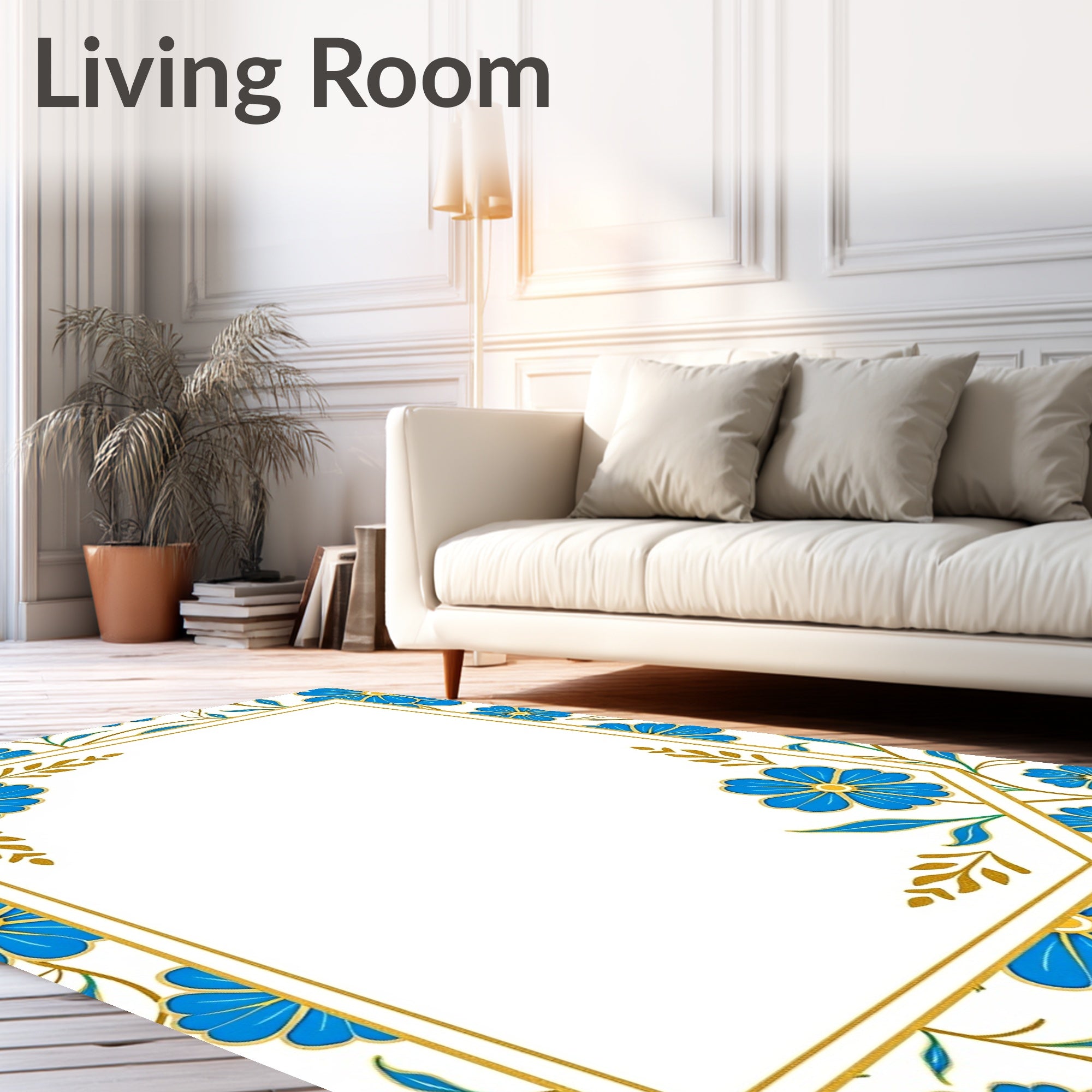 Elegant Floral Petal Cluster With Curvilinear Patterning (Blue) - ODIKA