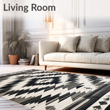 Geometric Southwestern Round Area Featuring Bold Tribal(Gray)