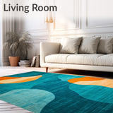 Contemporary Area Rug Orange & Teal Artistic Carpet(Blue)