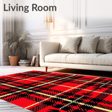 Buffalo Checkered Tartan Plaid with Festive Pine Motifs(Red)