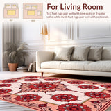 Damask Rose Motif with Interlocking Petal Arrangements(Red)