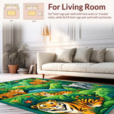 Ultra Soft Area Rug, Non Slip, Stain Resistant, Washable Area Rugs for Living Room, Bedroom, Vibrant Kids Jungle Theme Playroom Carpet(Green)