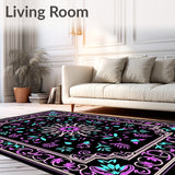 Eclectic and Floral Swirl Accent with Dark Botanical Motif (Black)