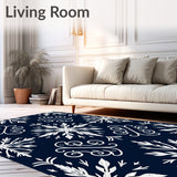 Festive Snowflake Winter Wonderland Semi Circle Welcome Entryway(Blue)