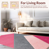 Ultra Soft Area Rug, Non Slip, Stain Resistant, Washable Area Rugs for Living Room, Bedroom, Modern Abstract Thin(Pink)