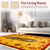 Ultra Soft Area Rug, Non Slip, Stain Resistant, Washable Area Rugs for Living Room, Bedroom, Vintage Boho Leopard Print(Yellow)
